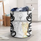New Zealand WC2026 White Laundry Basket Silver Fern