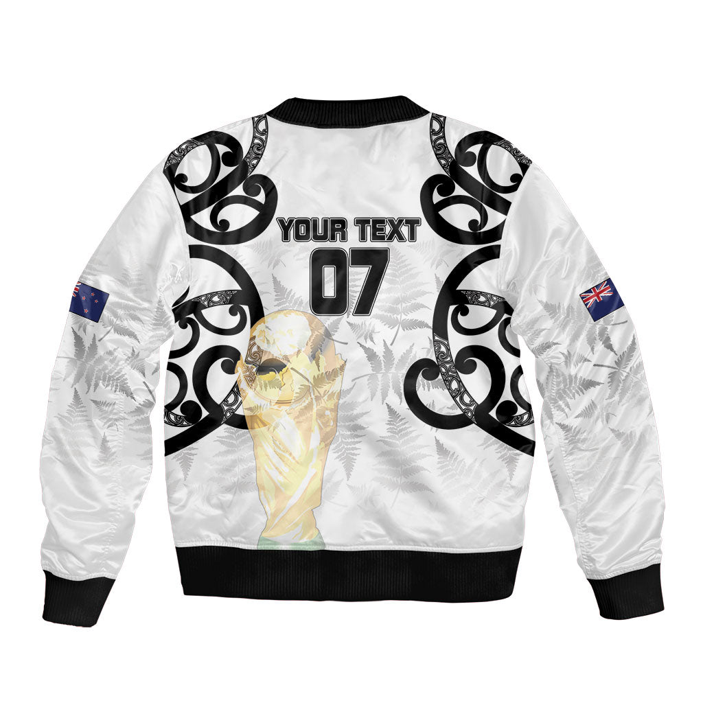 New Zealand WC2026 Custom White Bomber Jacket Silver Fern