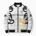 New Zealand WC2026 Custom White Bomber Puffer Jacket Silver Fern