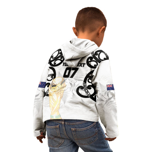 New Zealand WC2026 Custom White Kid Hoodie Silver Fern