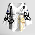 New Zealand WC2026 Custom White Kimono Sleeve Blouse Silver Fern