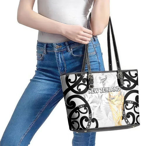 New Zealand WC2026 White Leather Tote Bag Silver Fern