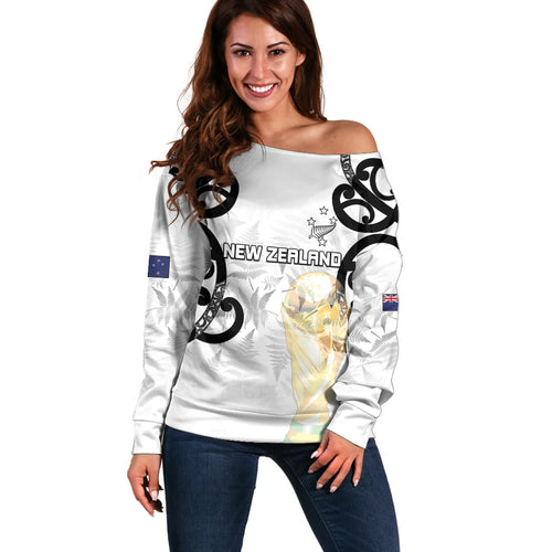 New Zealand WC2026 Custom White Off Shoulder Sweater Silver Fern