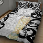 New Zealand WC2026 White Quilt Bed Set Silver Fern