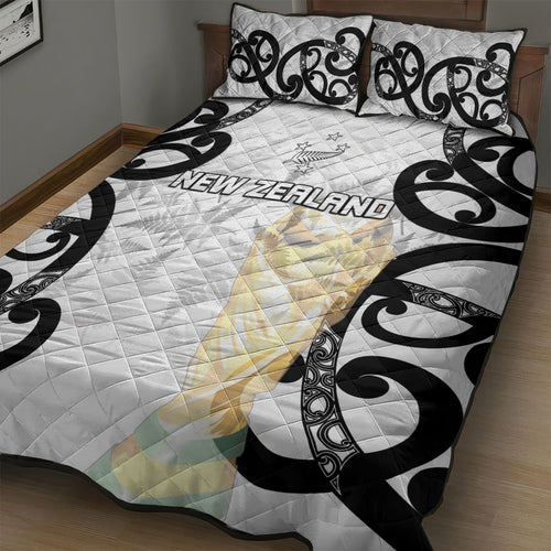 New Zealand WC2026 White Quilt Bed Set Silver Fern