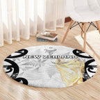 New Zealand WC2026 White Round Carpet Silver Fern