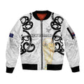 New Zealand WC2026 Custom White Sleeve Zip Bomber Jacket Silver Fern