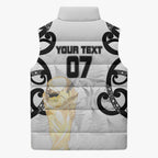 New Zealand WC2026 Custom White Sleeveless Puffer Jacket Silver Fern