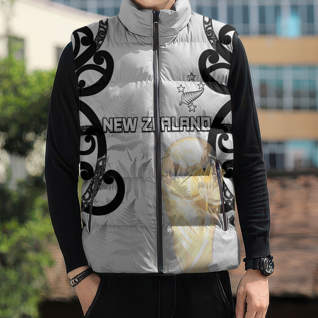 New Zealand WC2026 Custom White Sleeveless Puffer Jacket Silver Fern