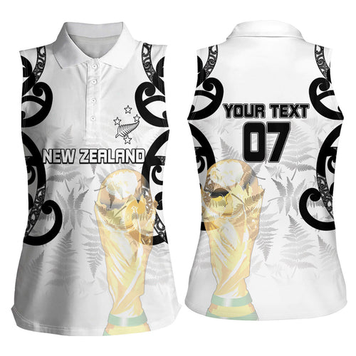 New Zealand WC2026 Custom White Women Sleeveless Polo Shirt Silver Fern