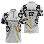 New Zealand WC2026 Custom White Zipper Polo Shirt Silver Fern