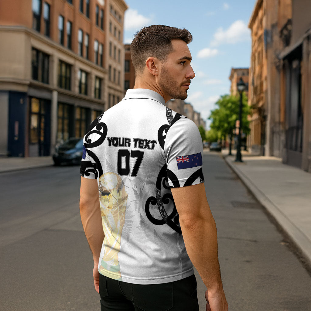 New Zealand WC2026 Custom White Zipper Polo Shirt Silver Fern