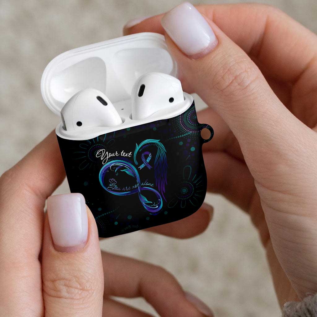 Personalized Australia Indigenous Infinity Heart AirPods Case Purple Teal Ribbon You Are Not Alone - Aussie Hoodie