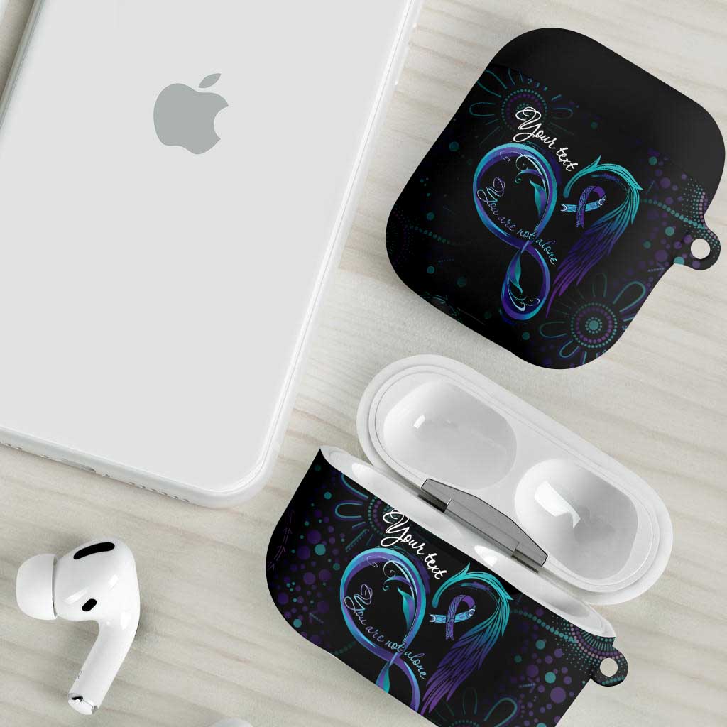 Personalized Australia Indigenous Infinity Heart AirPods Case Purple Teal Ribbon You Are Not Alone - Aussie Hoodie