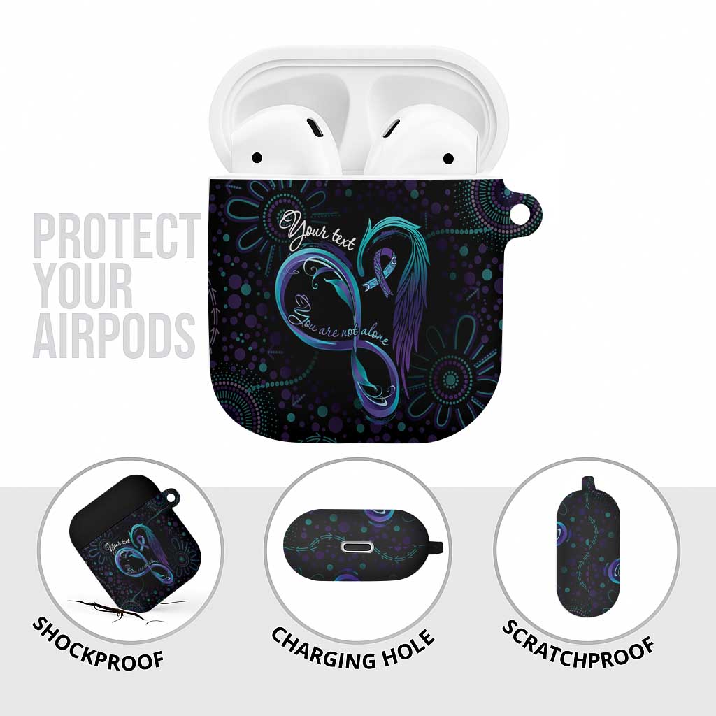 Personalized Australia Indigenous Infinity Heart AirPods Case Purple Teal Ribbon You Are Not Alone - Aussie Hoodie