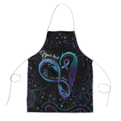 Personalized Australia Indigenous Infinity Heart Apron Purple Teal Ribbon You Are Not Alone - Aussie Hoodie