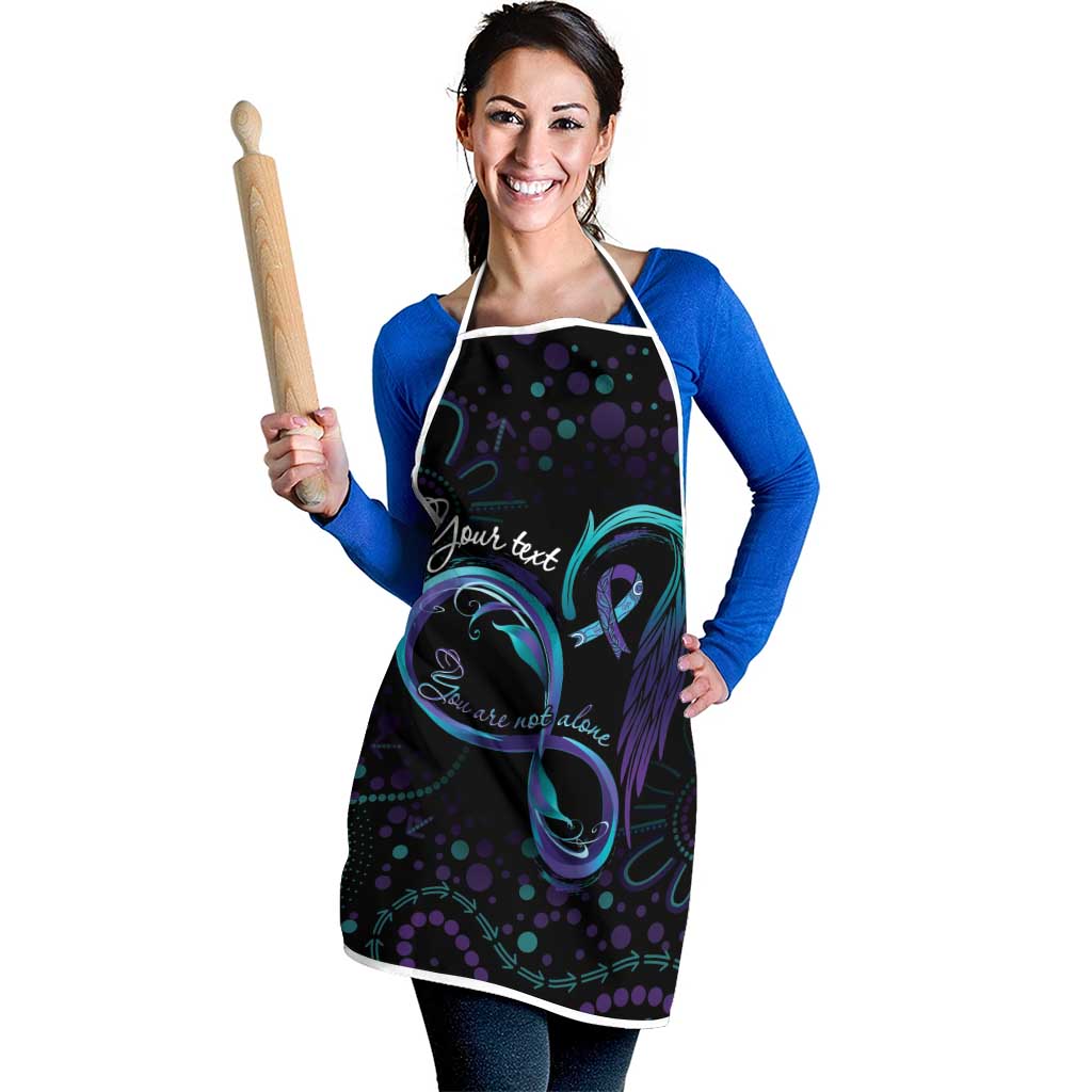 Personalized Australia Indigenous Infinity Heart Apron Purple Teal Ribbon You Are Not Alone - Aussie Hoodie