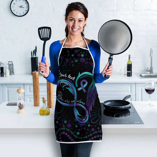 Personalized Australia Indigenous Infinity Heart Apron Purple Teal Ribbon You Are Not Alone - Aussie Hoodie