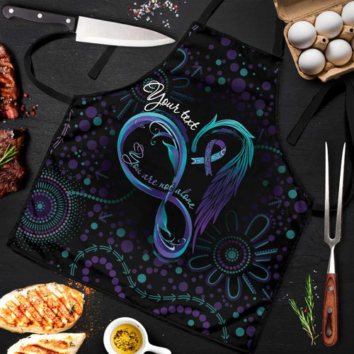 Personalized Australia Indigenous Infinity Heart Apron Purple Teal Ribbon You Are Not Alone - Aussie Hoodie