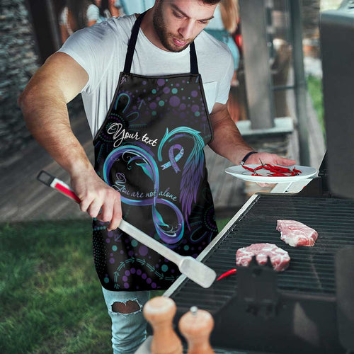 Personalized Australia Indigenous Infinity Heart Apron Purple Teal Ribbon You Are Not Alone - Aussie Hoodie