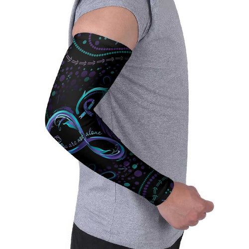 Personalized Australia Indigenous Infinity Heart Arm Sleeves Purple Teal Ribbon You Are Not Alone - Aussie Hoodie