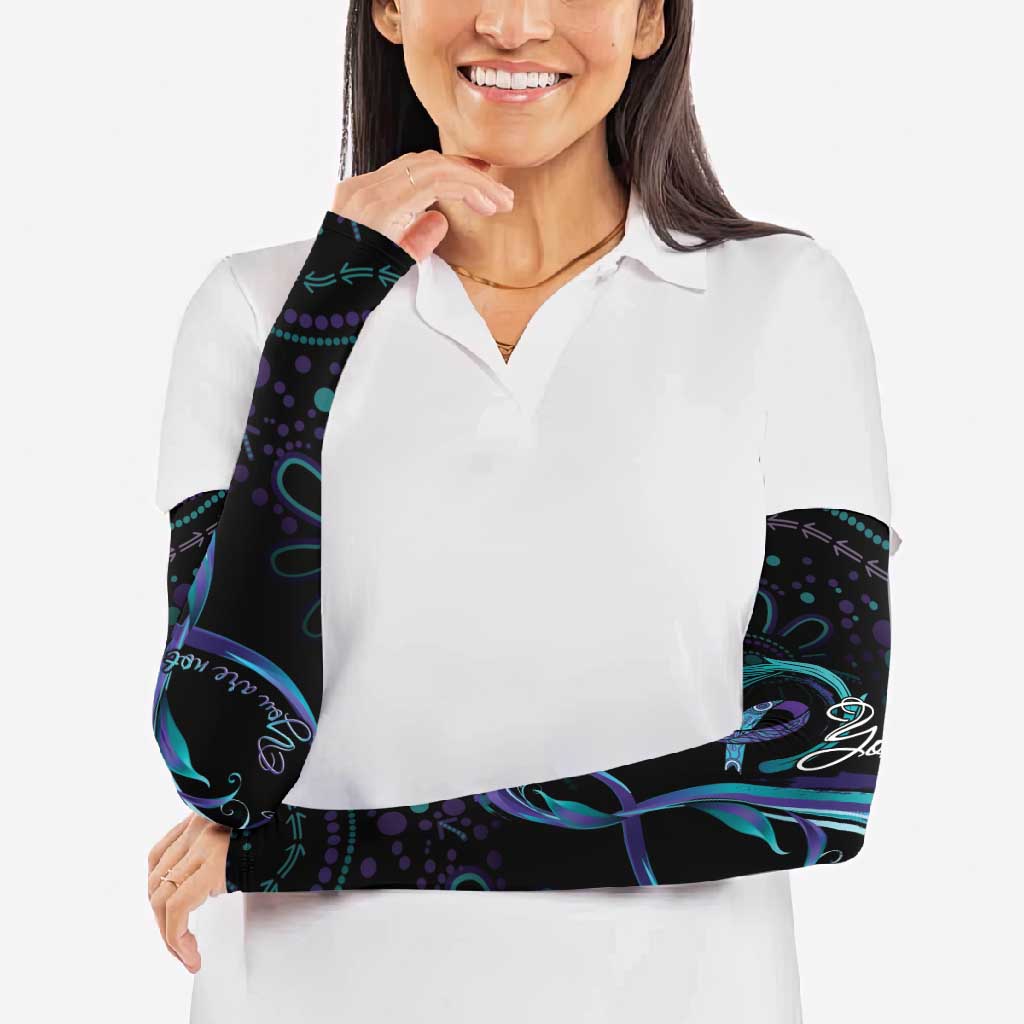 Personalized Australia Indigenous Infinity Heart Arm Sleeves Purple Teal Ribbon You Are Not Alone - Aussie Hoodie
