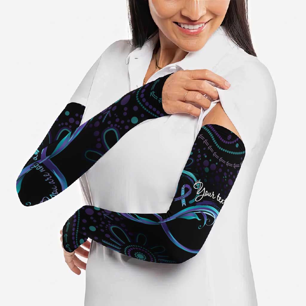 Personalized Australia Indigenous Infinity Heart Arm Sleeves Purple Teal Ribbon You Are Not Alone - Aussie Hoodie