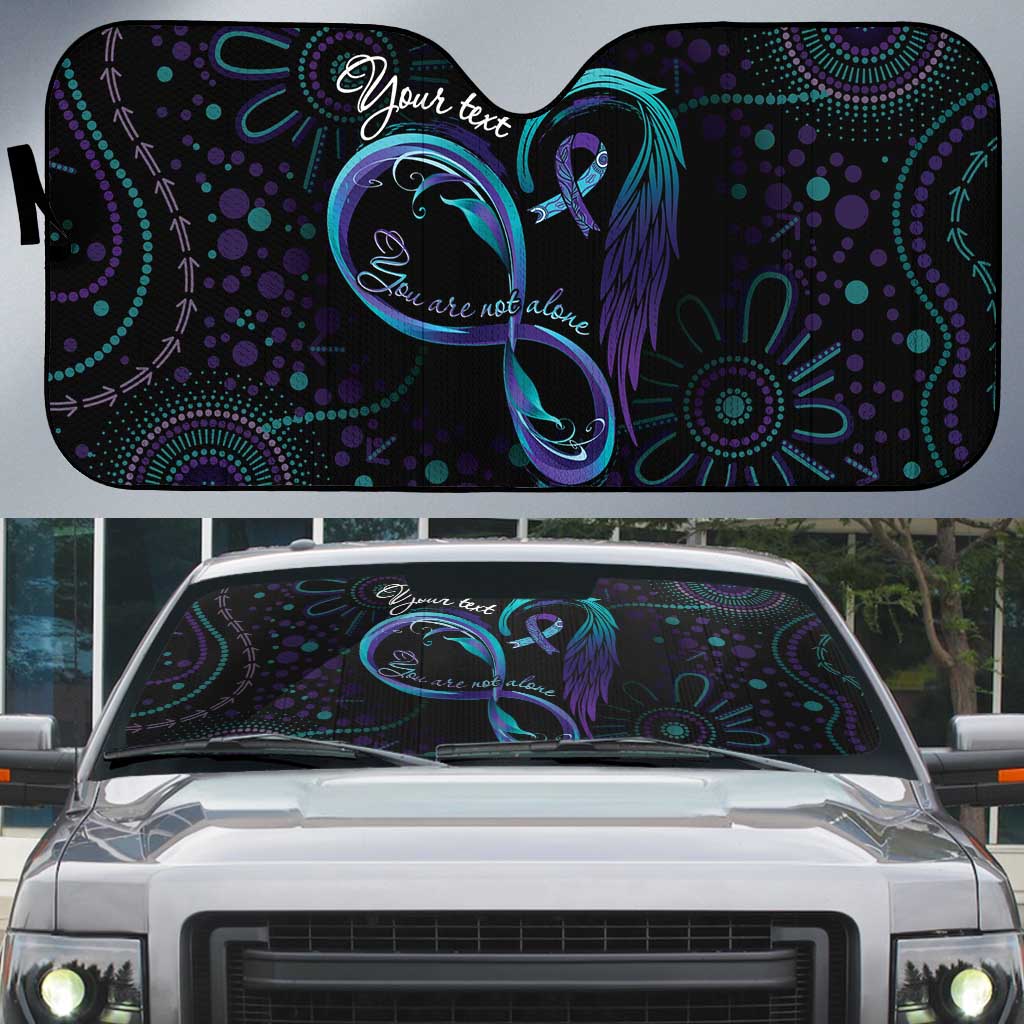 Personalized Australia Indigenous Infinity Heart Auto Sun Shade Purple Teal Ribbon You Are Not Alone - Aussie Hoodie