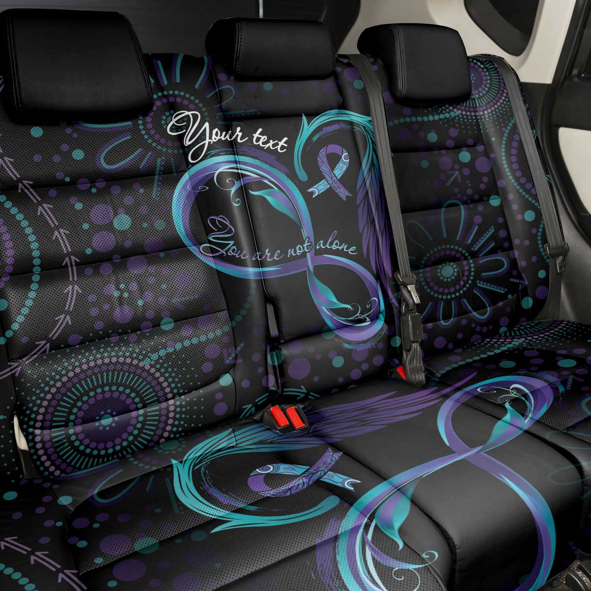 Personalized Australia Indigenous Infinity Heart Back Car Seat Cover Purple Teal Ribbon You Are Not Alone - Aussie Hoodie