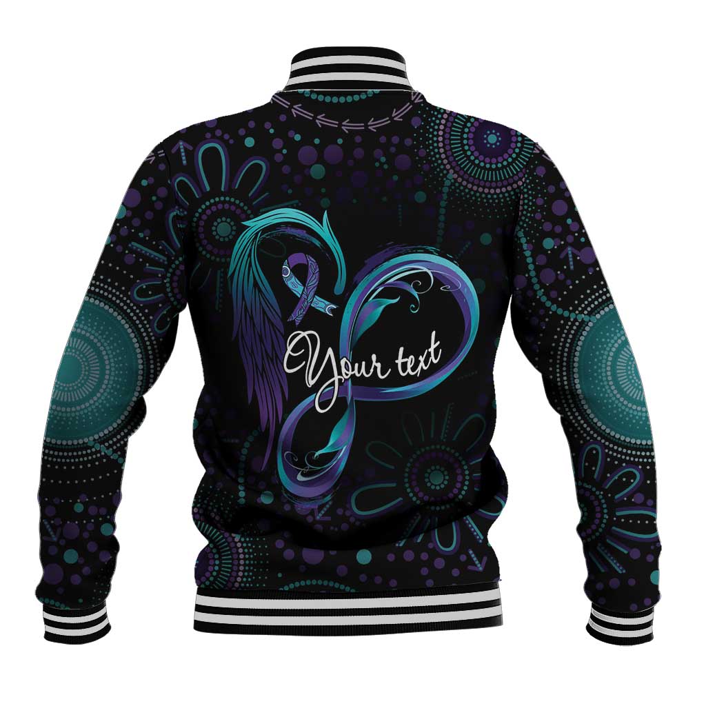 Personalized Australia Indigenous Infinity Heart Baseball Jacket Purple Teal Ribbon You Are Not Alone - Aussie Hoodie