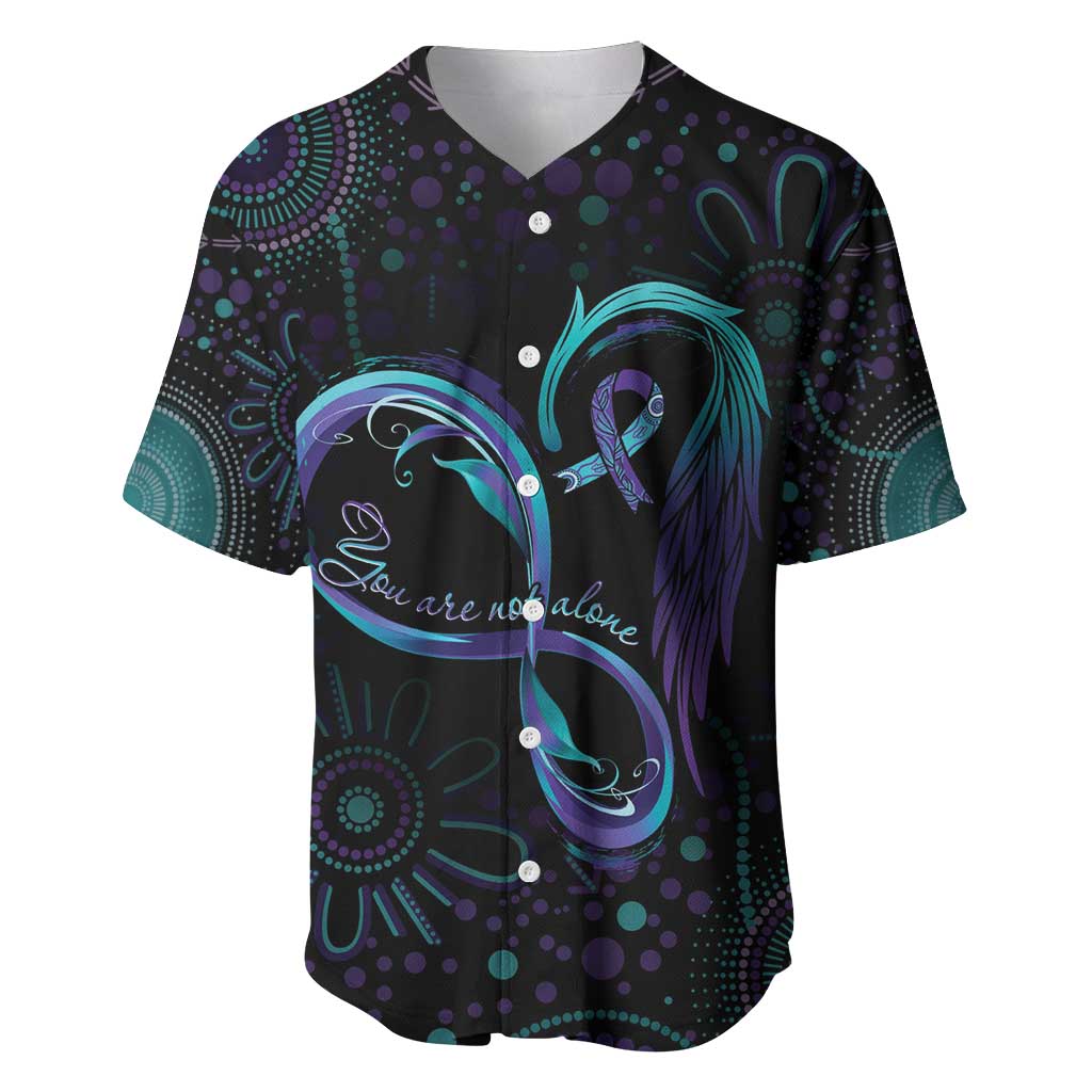 Personalized Australia Indigenous Infinity Heart Baseball Jersey Purple Teal Ribbon You Are Not Alone - Aussie Hoodie