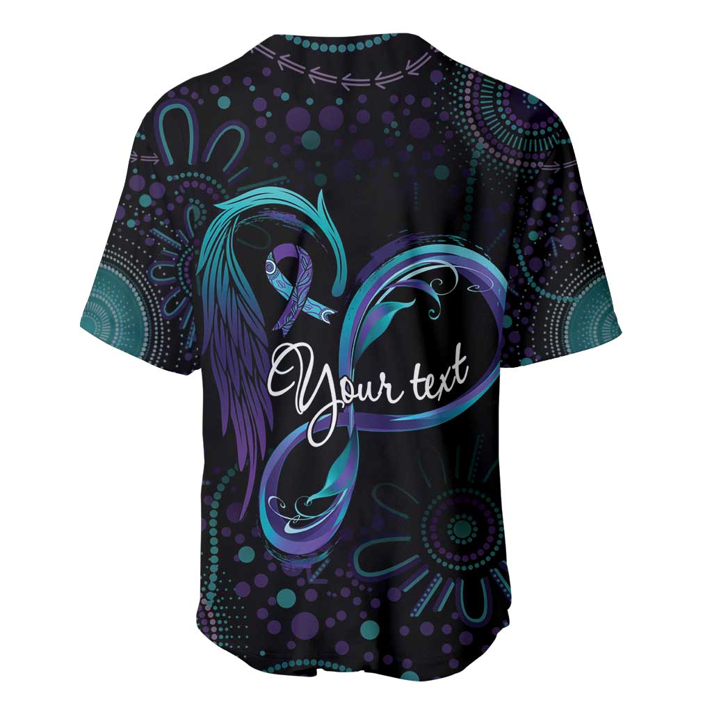 Personalized Australia Indigenous Infinity Heart Baseball Jersey Purple Teal Ribbon You Are Not Alone - Aussie Hoodie