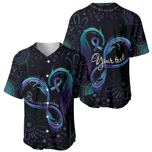 Personalized Australia Indigenous Infinity Heart Baseball Jersey Purple Teal Ribbon You Are Not Alone - Aussie Hoodie