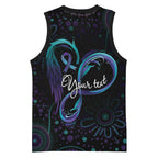 Personalized Australia Indigenous Infinity Heart Basketball Jersey Purple Teal Ribbon You Are Not Alone - Aussie Hoodie