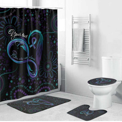 Personalized Australia Indigenous Infinity Heart Bathroom Set Purple Teal Ribbon You Are Not Alone - Aussie Hoodie