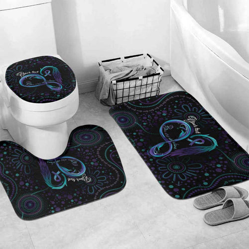 Personalized Australia Indigenous Infinity Heart Bathroom Set Purple Teal Ribbon You Are Not Alone - Aussie Hoodie