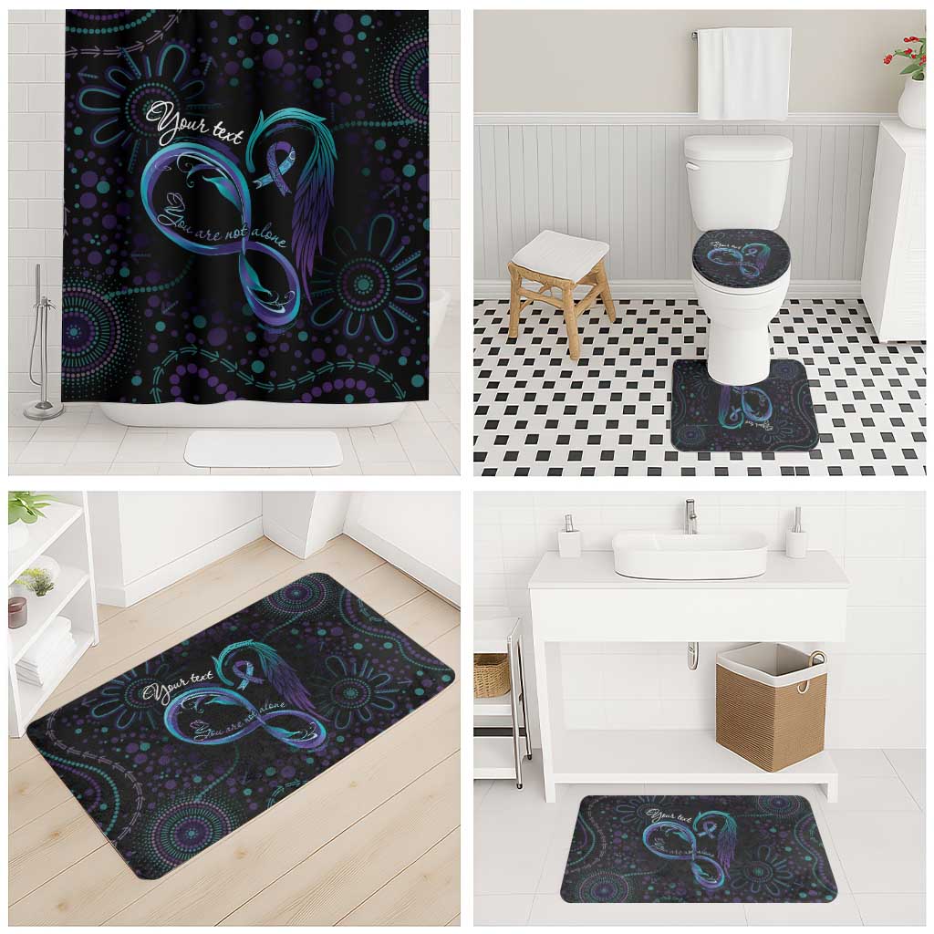 Personalized Australia Indigenous Infinity Heart Bathroom Set Purple Teal Ribbon You Are Not Alone - Aussie Hoodie