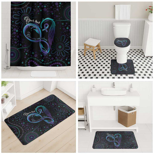 Personalized Australia Indigenous Infinity Heart Bathroom Set Purple Teal Ribbon You Are Not Alone - Aussie Hoodie