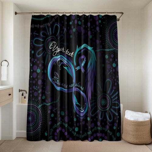 Personalized Australia Indigenous Infinity Heart Bathroom Set Purple Teal Ribbon You Are Not Alone - Aussie Hoodie
