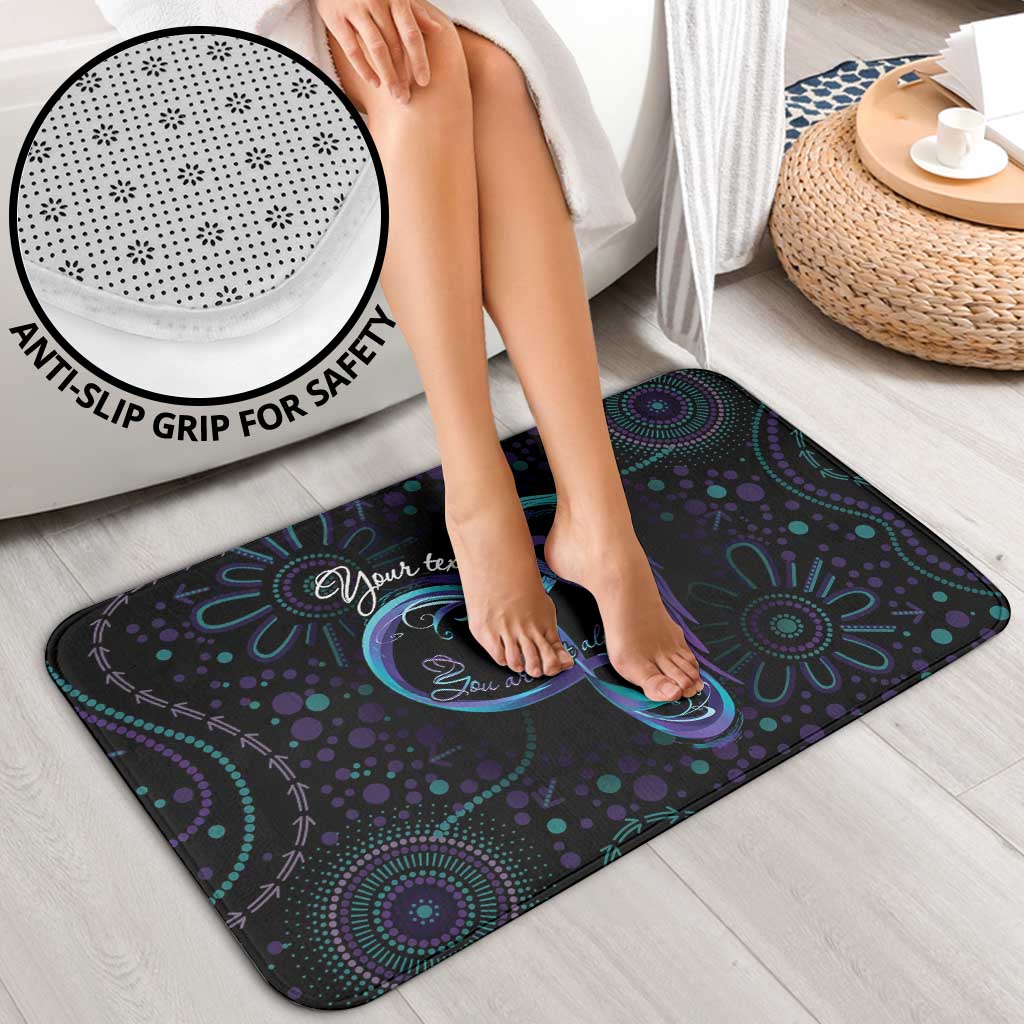 Personalized Australia Indigenous Infinity Heart Bathroom Set Purple Teal Ribbon You Are Not Alone - Aussie Hoodie