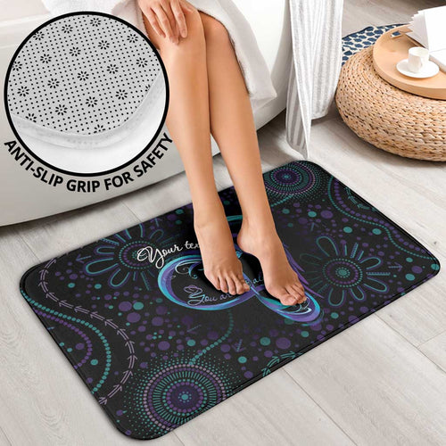 Personalized Australia Indigenous Infinity Heart Bathroom Set Purple Teal Ribbon You Are Not Alone - Aussie Hoodie