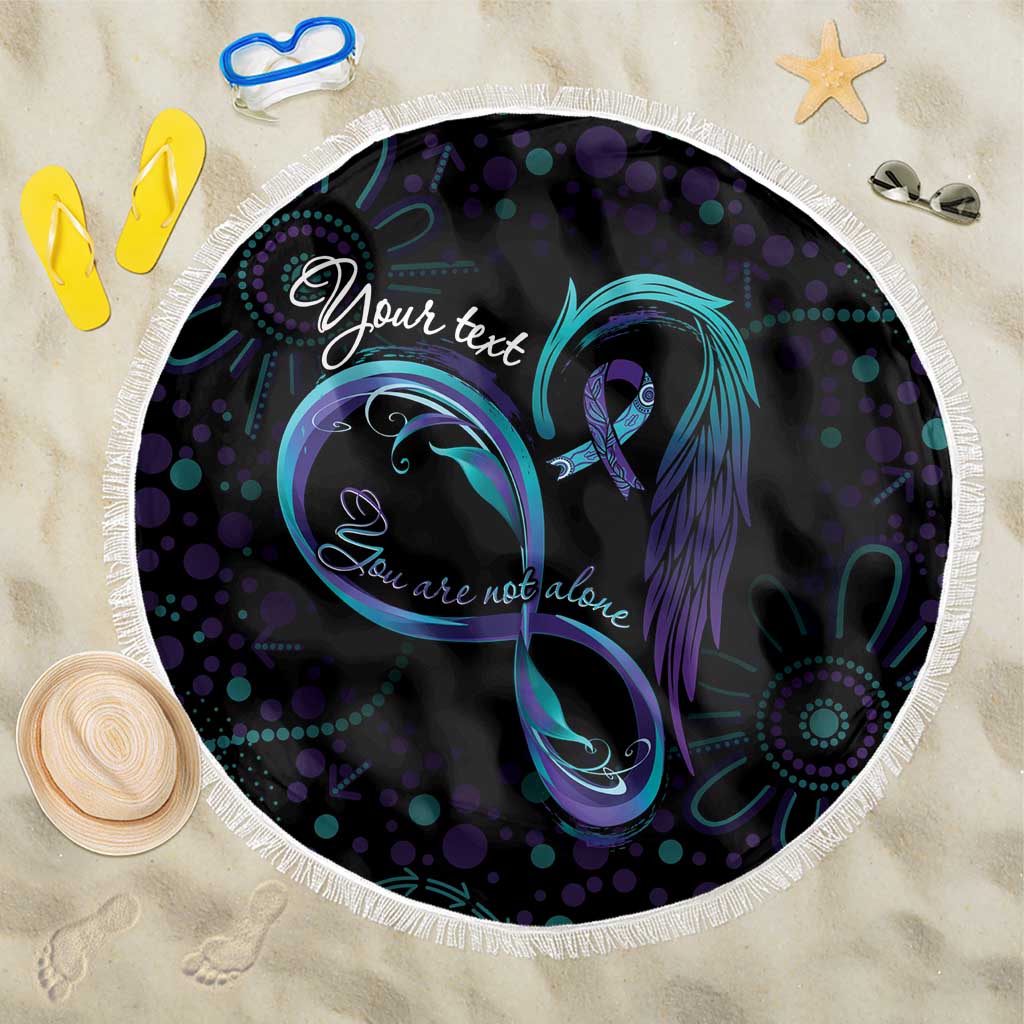 Personalized Australia Indigenous Infinity Heart Beach Blanket Purple Teal Ribbon You Are Not Alone - Aussie Hoodie