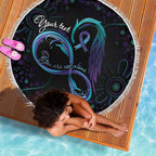 Personalized Australia Indigenous Infinity Heart Beach Blanket Purple Teal Ribbon You Are Not Alone - Aussie Hoodie