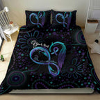 Personalized Australia Indigenous Infinity Heart Bedding Set Purple Teal Ribbon You Are Not Alone - Aussie Hoodie