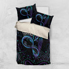 Personalized Australia Indigenous Infinity Heart Bedding Set Purple Teal Ribbon You Are Not Alone - Aussie Hoodie