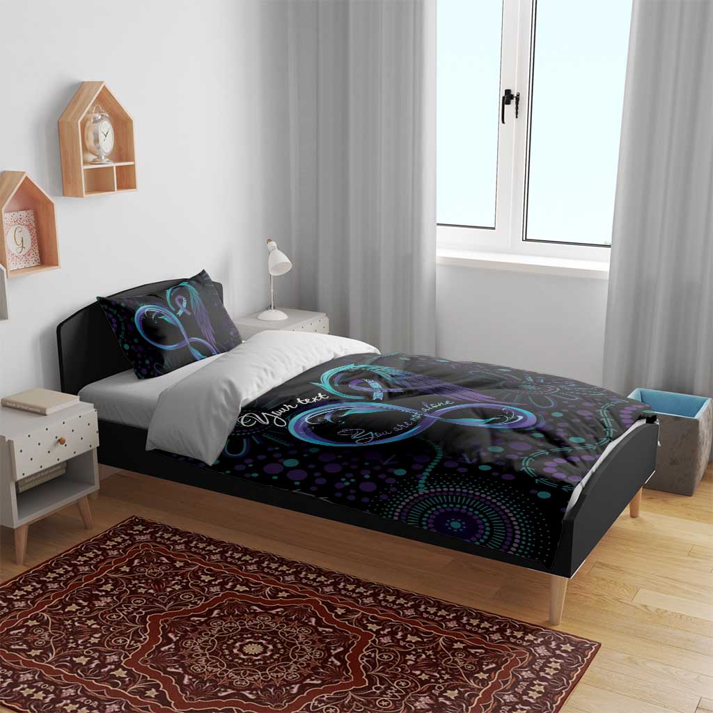 Personalized Australia Indigenous Infinity Heart Bedding Set Purple Teal Ribbon You Are Not Alone - Aussie Hoodie
