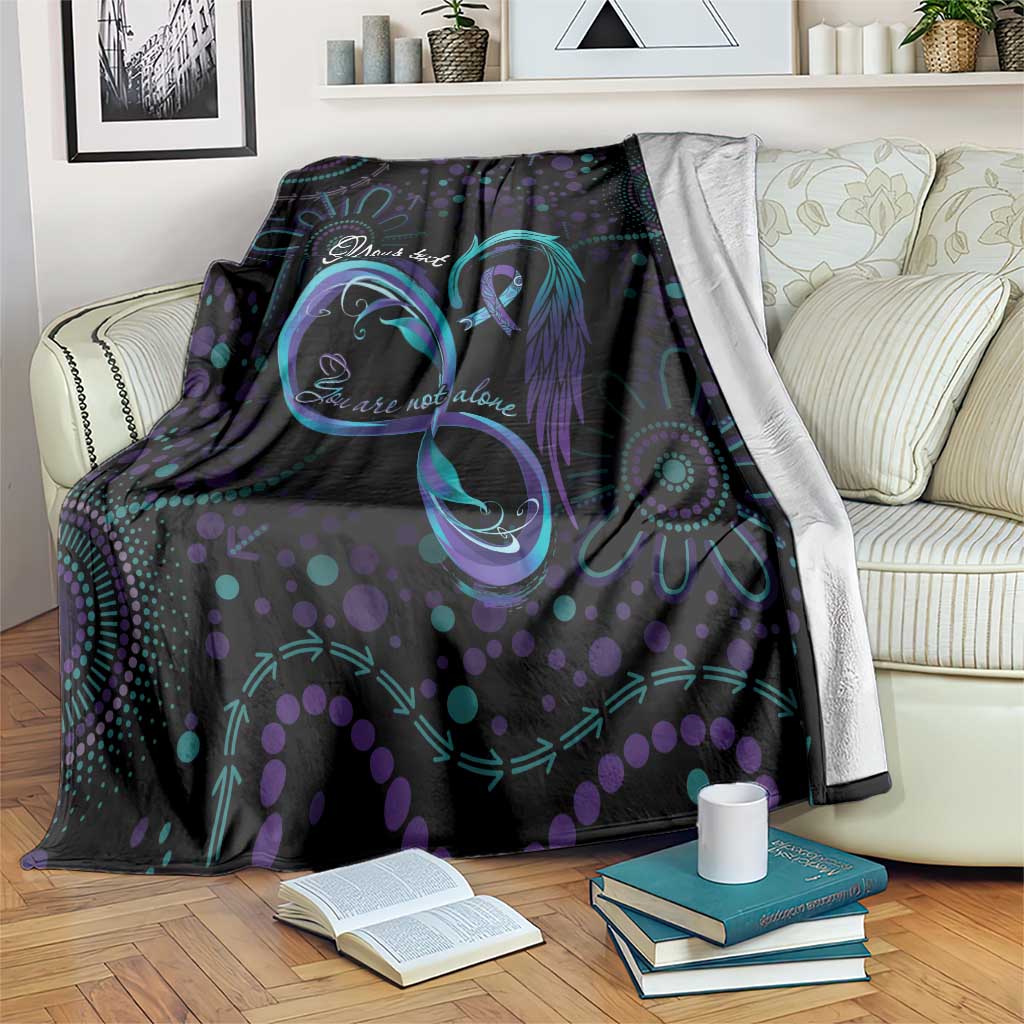 Personalized Australia Indigenous Infinity Heart Blanket Purple Teal Ribbon You Are Not Alone - Aussie Hoodie