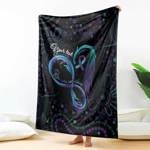 Personalized Australia Indigenous Infinity Heart Blanket Purple Teal Ribbon You Are Not Alone - Aussie Hoodie