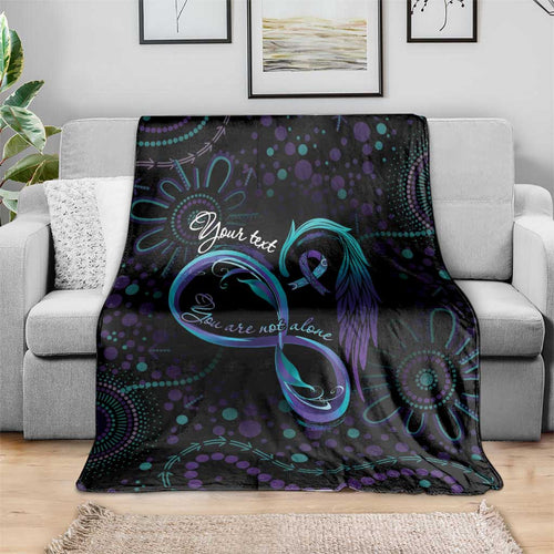 Personalized Australia Indigenous Infinity Heart Blanket Purple Teal Ribbon You Are Not Alone - Aussie Hoodie