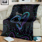Personalized Australia Indigenous Infinity Heart Blanket Purple Teal Ribbon You Are Not Alone - Aussie Hoodie